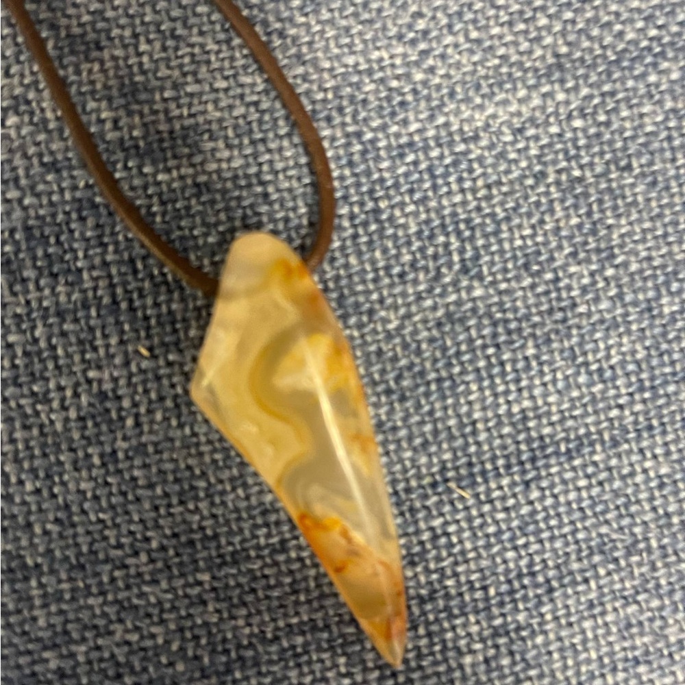 Elegant Brown and Cream Pendant Necklace- Natural Mineral